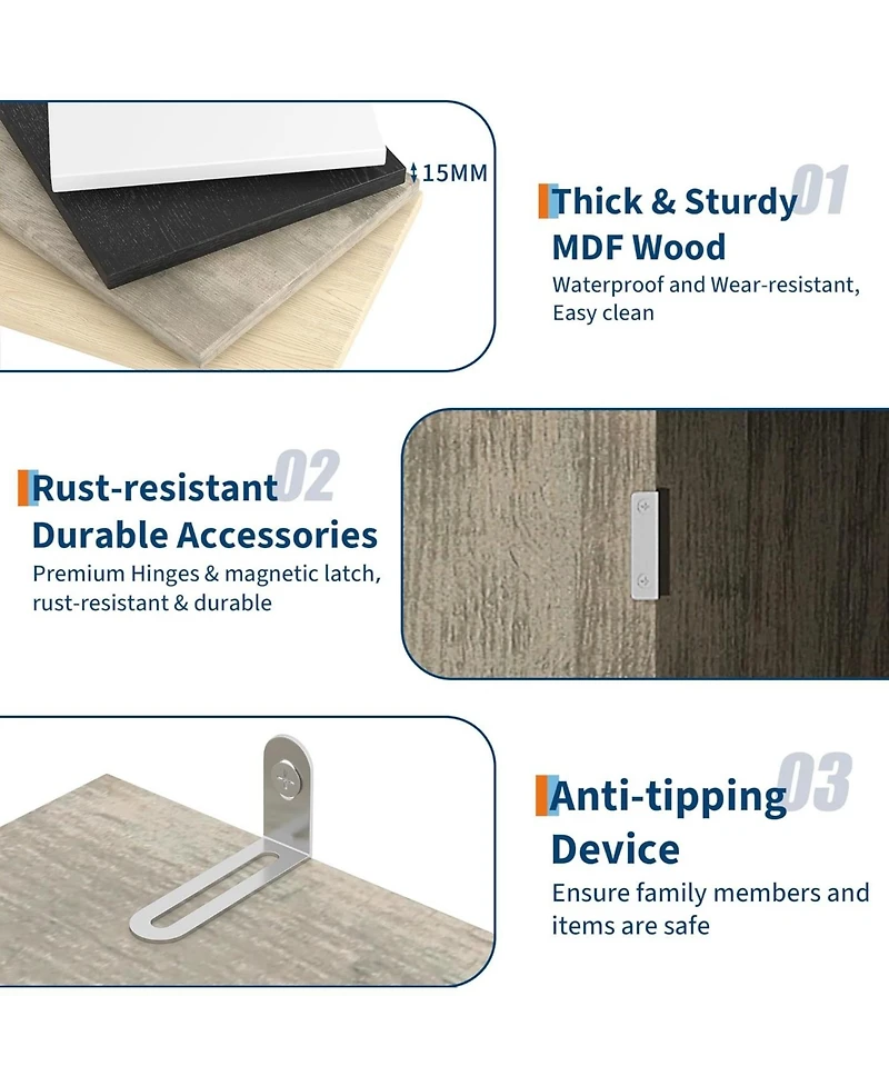 Gaomon tall wooden bookcase with doors, 5 shelves, adjustable top shelf, and large storage cabinet—modern design for home or office.