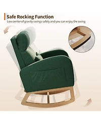 gaomon Corduroy Rocking Chair, Modern Nursery Glider with Side Pockets & Pillow, Living Room, Bedroom