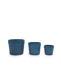 Clihome Handmade Ceramic Planter Set of 3, 15/12/9 Inch Diameter,Textured Pattern, for Succulents & Indoor Plants, Windowsill Bookshelf Use