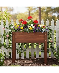 Clihome Raised Garden Bed with Legs, Elevated Wooden Planter Box for Outdoor Plants