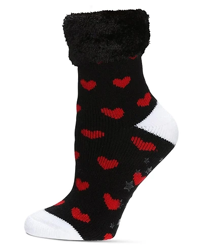 MeMoi Women's Hearts Plush Cabin Socks