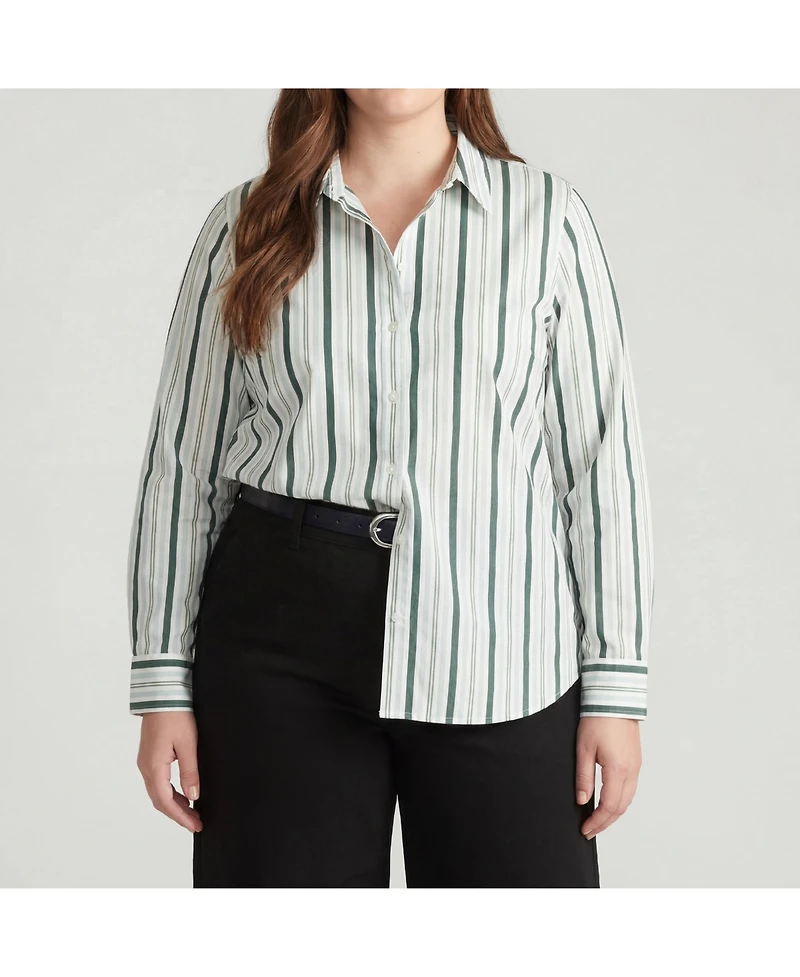 Universal Standard Plus Elbe Stretch Poplin Shirt Classic Fit