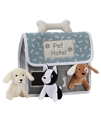Lambs and Ivy Pet Hotel Interactive Plush Playset Toy w/ 3 Stuffed Animal Dogs