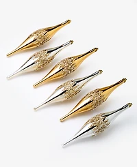 Holiday Lane Opulence Shatterproof Gold-Tone & Silver-Tone Drop Ornaments, Set of 6, Macy's Exclusive