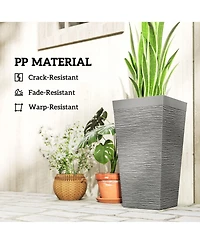 Outsunny 22.8 Inch Tall Planters, Set of 3 Plastic Flower Pots,