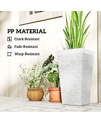Outsunny 22.8 Inch Tall Planters, Set of 3 Plastic Flower Pots,
