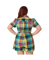Unique Vintage Women's Plus Button Front Romper