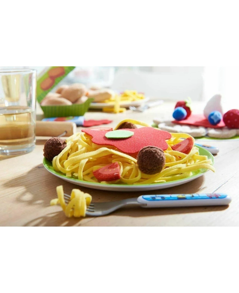 Haba Soft Spaghetti and Meatballs with Plate Play Food Set