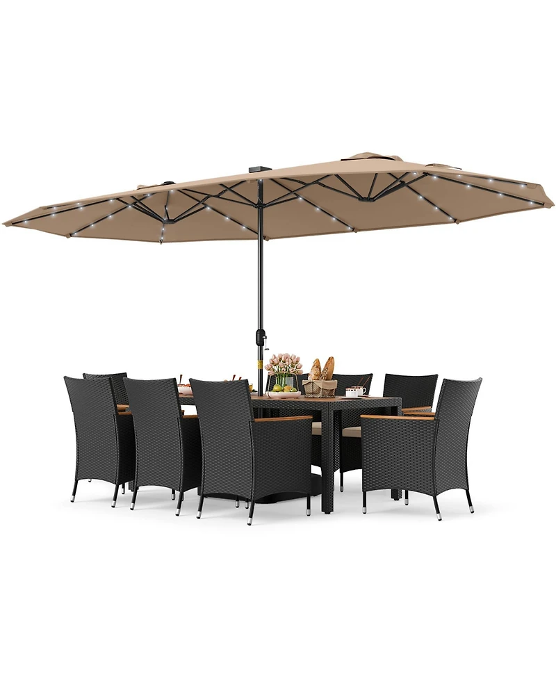 Gymax Patio Dining Set Double-Sided Umbrella (Base Included)