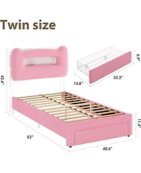 gaomon Led Twin Bed Frame Tier Storage Headboard