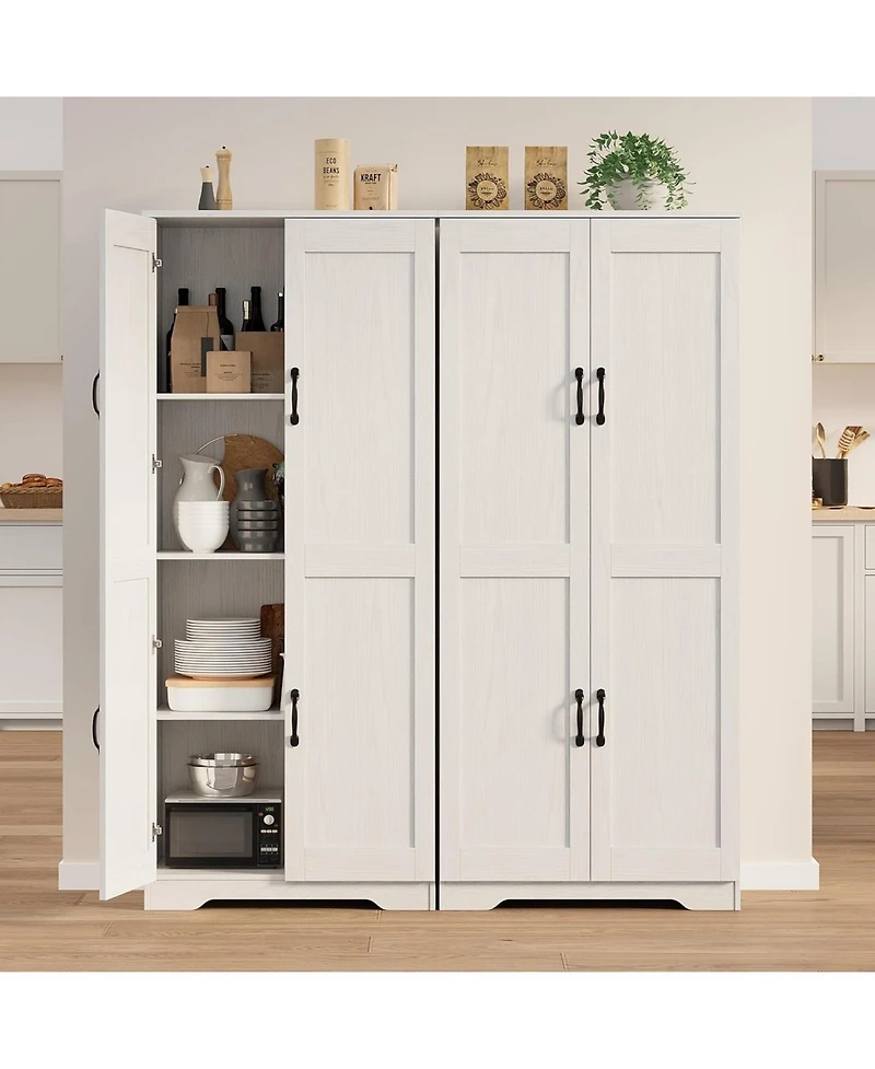 gaomon Tall Kitchen Pantry Cabinet, 60 in Storage Cabinet with 2 Doors and Adjustable Shelves, Freestanding Large Utility Storage Cupboard