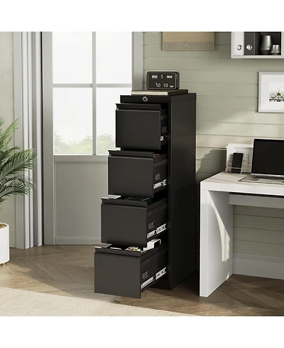 gaomon 4 Drawer File Cabinet with Lock, Metal Filing Cabinets, Vertical Small Filing Cabinet Steel Lockable Storage Cabinets for Home Office