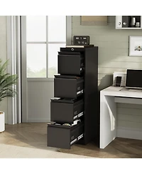 gaomon 4 Drawer File Cabinet with Lock, Metal Filing Cabinets, Vertical Small Filing Cabinet Steel Lockable Storage Cabinets for Home Office