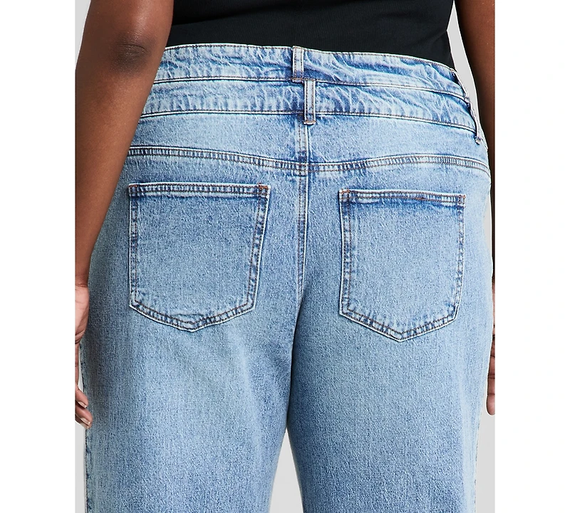And Now This Trendy Plus Size Side-Panel Double-Button Jeans, Macy's Exclusive