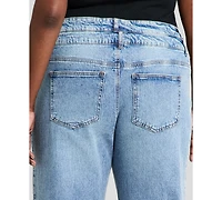 And Now This Trendy Plus Size Side-Panel Double-Button Jeans, Macy's Exclusive