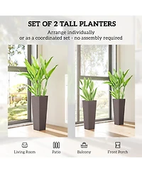 Outsunny Set of 2 Tall Planters for Outdoor Plants