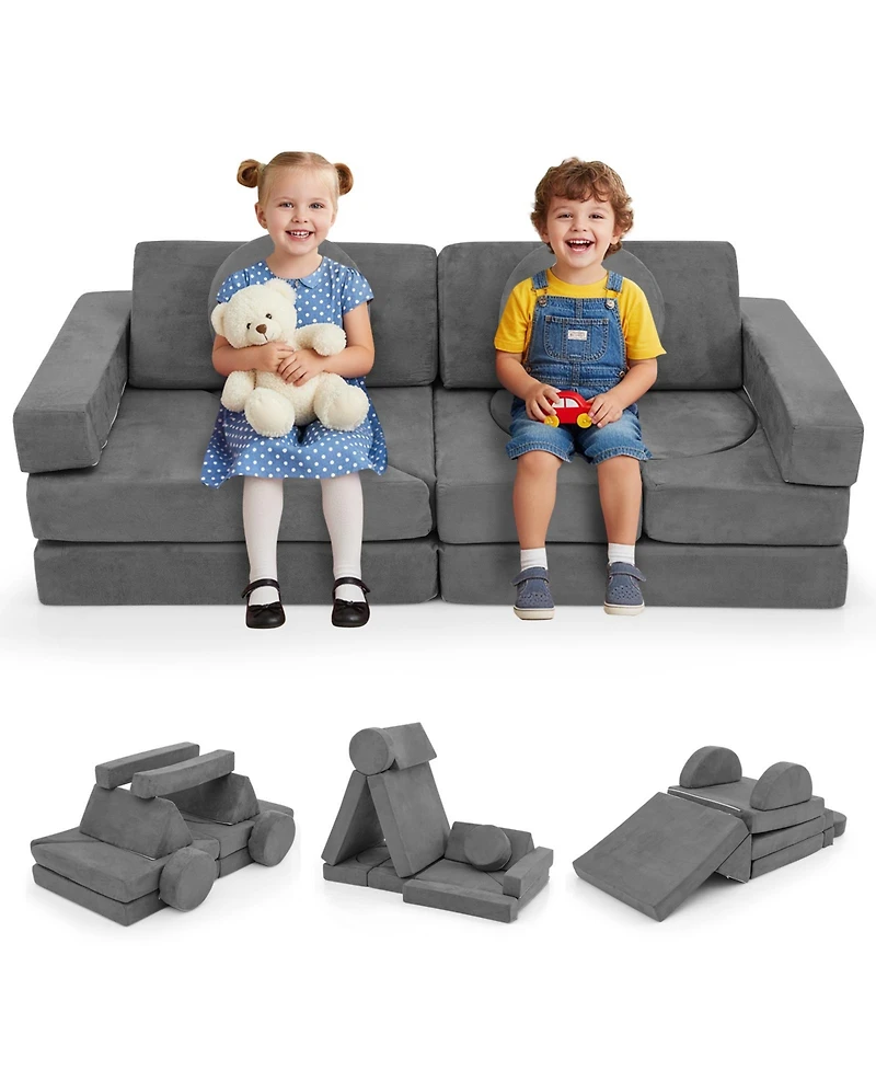 14 Piece Modular Kids Play Couch for Playroom and Bedroom