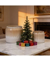 Clihome Handmade Non-Porous Ceramic Planter Set of 2