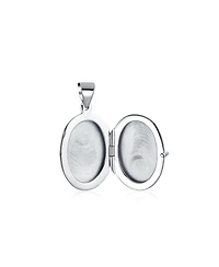 Bling Jewelry Small Simple Plain Oval Photo Locket .925 Sterling Silver Necklace Pendant