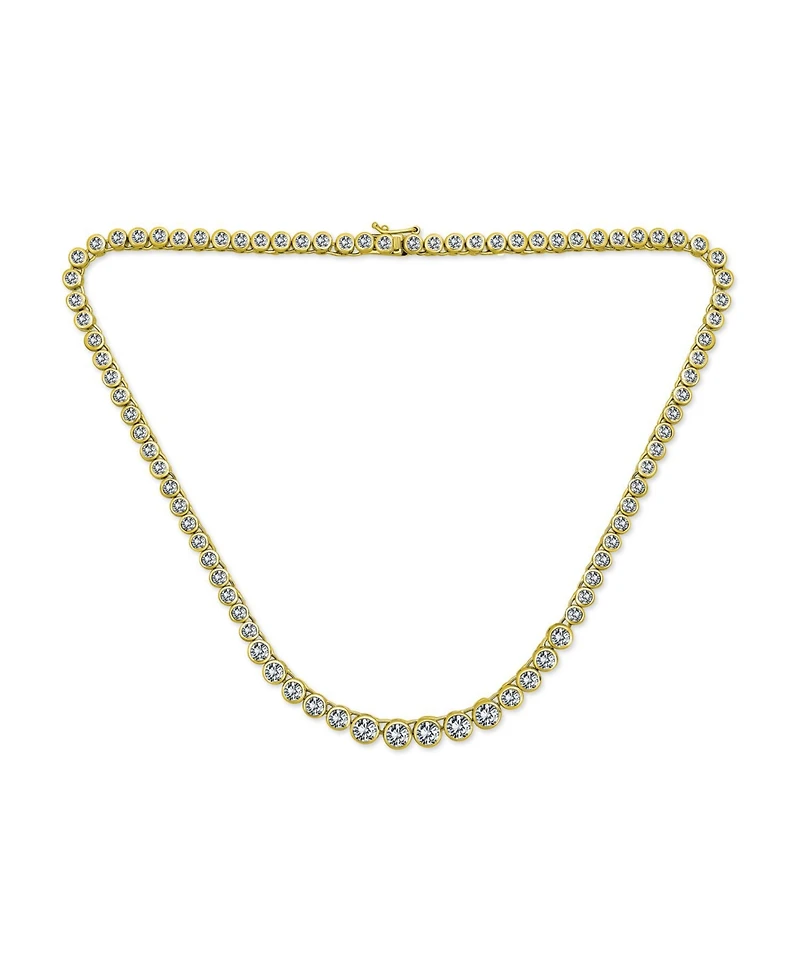 Bling Jewelry Cocktail Cubic Zirconia Bezel Set Cz Graduated Tennis Necklace Collar Silver Gold Plated