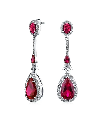 Bling Jewelry Art Deco Style Dangle Cubic Zirconia Halo Cz Teardrop Statement Chandelier Earrings