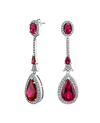 Bling Jewelry Art Deco Style Dangle Cubic Zirconia Halo Cz Teardrop Statement Chandelier Earrings