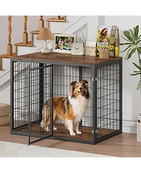Aostirmotor 47" 3-Door Dog Crate Furniture – Cage for Large & Medium Dogs