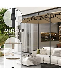Homsee Large Double Sided Umbrella Outdoor Patio with Base and Sand Bag