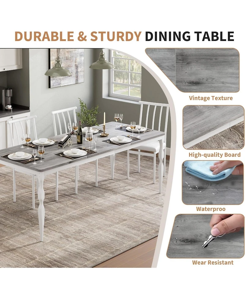 Gaomon 78.8" Farmhouse Dining Table for 6, Large Rustic Rectangular Kitchen Table with Heavy-Duty Legs
