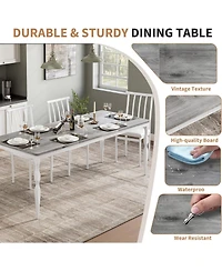 Gaomon 78.8" Farmhouse Dining Table for 6, Large Rustic Rectangular Kitchen Table with Heavy-Duty Legs