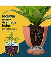 Terracotta Plant Pots with Drainage Holes & Saucers 3-Pack – Indoor & Outdoor Stackable Planters, Durable & Weatherproof.