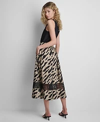Dkny Women's Printed Loop Lace Skirt