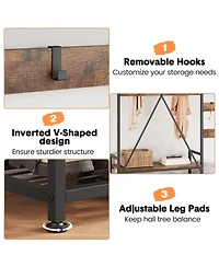 gaomon Solid Wood Parent-Child Hall Tree Coat Rack with Bench and Shoe Storage