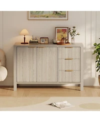 gaomon Fluted Sideboard Buffet Cabinet,Large Coffee Bar Cupboard Cabinet Wooden Credenza Drawers for Living Room Kitchen Entryway
