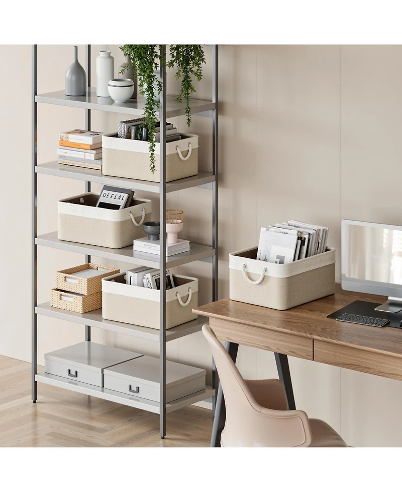 Sugift Fabric Storage Bins with Rope Handles Set of 4