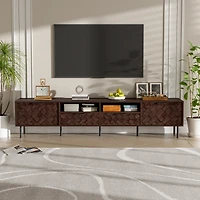 sumyeg Modern Tv Stand for TVs with Closed Storage & Cable Management, Soft-Closing Hinges, Iron Legs for Living Room