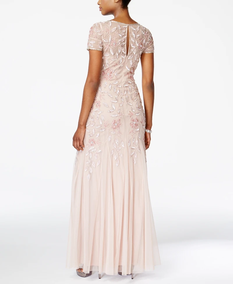 Adrianna Papell Floral-Beaded Gown