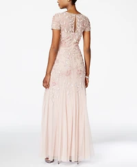 Adrianna Papell Floral-Beaded Gown