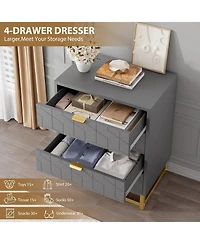 gaomon Modern 4 Drawer Dresser, Wide Chest with Gold Metal Legs & Handles, Wood Storage Organizer for Bedroom