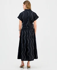 I.n.c. International Concepts Petite Rhinestone Short-Sleeve Collared Top, Macy's Exclusive