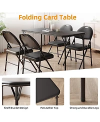 gaomon 4-Foot Folding Table with Upholstered Pu Leather Top, Heavy-Duty Metal Legs