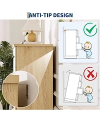 gaomon 6 Drawer Dresser for Bedroom, Horizontal Chest of Drawers, Fluted Panel Wood Dresser, Small Space Bedroom Clothing