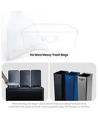 Home Zone Living 16 Gallon Stainless Steel Triple Trash and Recycling Can with Soft Close Lids and Step Pedals