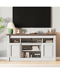 gaomon 58" Farmhouse Tv Stand for TVs up to 65", Entertainment Center, Open Storage Cabinets, Media Console