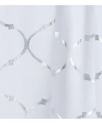 Kate Aurora Living Metallic Foil Lattice Quatrefoil White & Silver Window Valance