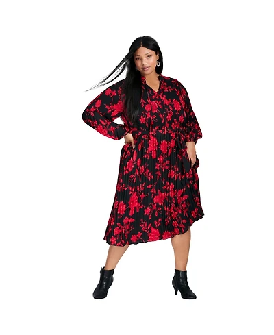 Avenue Women's Liana Pleated Blouson Sleeve Dress