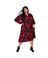 Avenue Women's Liana Pleated Blouson Sleeve Dress