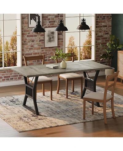 gaomon 70.8" Dining Table for 4-6, Farmhouse Wood Table, Metal Legs, Rectangle Kitchen Table for Dining, Living
