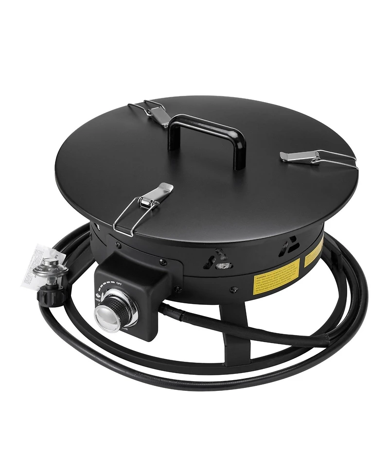 Ecooso 19-Inch Propane Fire Pit with Cover and Lava Rocks, 58,000 Btu, Adjustable Flame