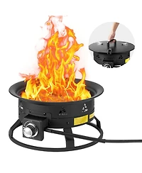 Ecooso 19-Inch Propane Fire Pit with Cover and Lava Rocks, 58,000 Btu, Adjustable Flame